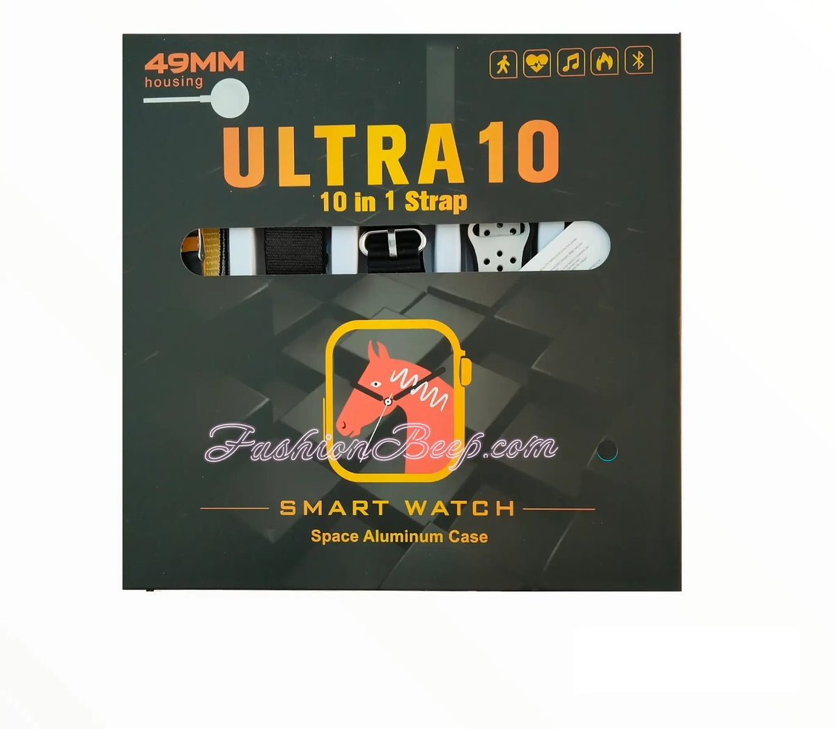 Ultra 10 Smart Watch | 10 in 1 Straps+Jelly Case | BT Calling | Super HD Display 49mm | Multi color straps & wireless charging