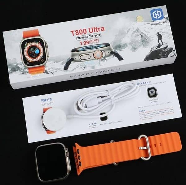 T800 Ultra Series 8 Smartwatch – Full Touch Display | Wireless Charger | Ocean Strap Edition