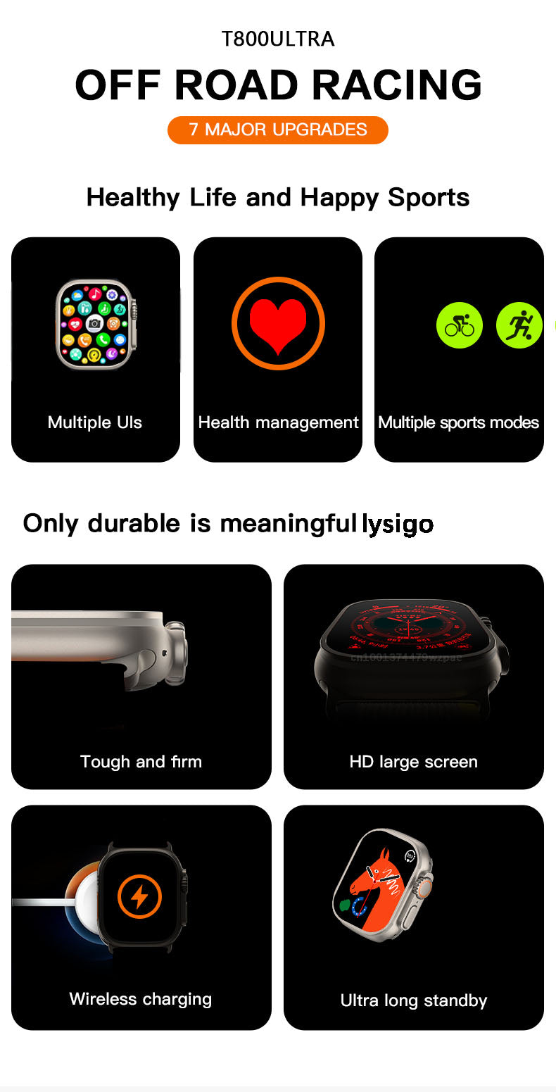 T800 Ultra Series 8 Smartwatch – Full Touch Display | Wireless Charger | Ocean Strap Edition