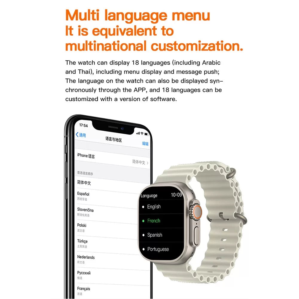 T800 Ultra Series 8 Smartwatch – Full Touch Display | Wireless Charger | Ocean Strap Edition