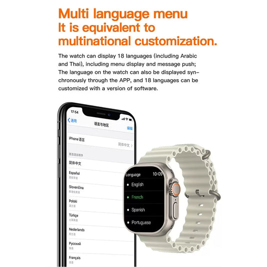 T800 Ultra Series 8 Smartwatch – Full Touch Display | Wireless Charger | Ocean Strap Edition