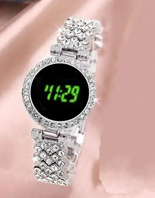 Ladies Round Dial Digital Watch Elegant Design Clear Display Comfortable Strap Easy To Use Reliable Performance Perfect For Daily Wear