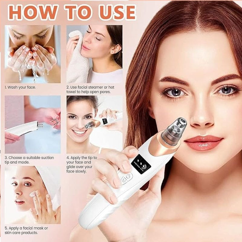 Professional Digital Blackhead Remover Vacuum – Electric Pore Cleaner & Acne Removal Facial Tool with LED Display