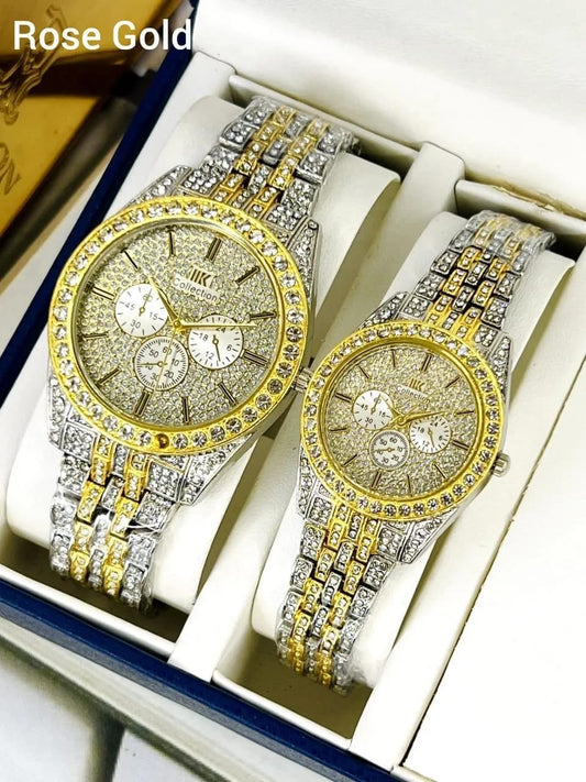 Luxury Diamond-Accented Couple Watch Set