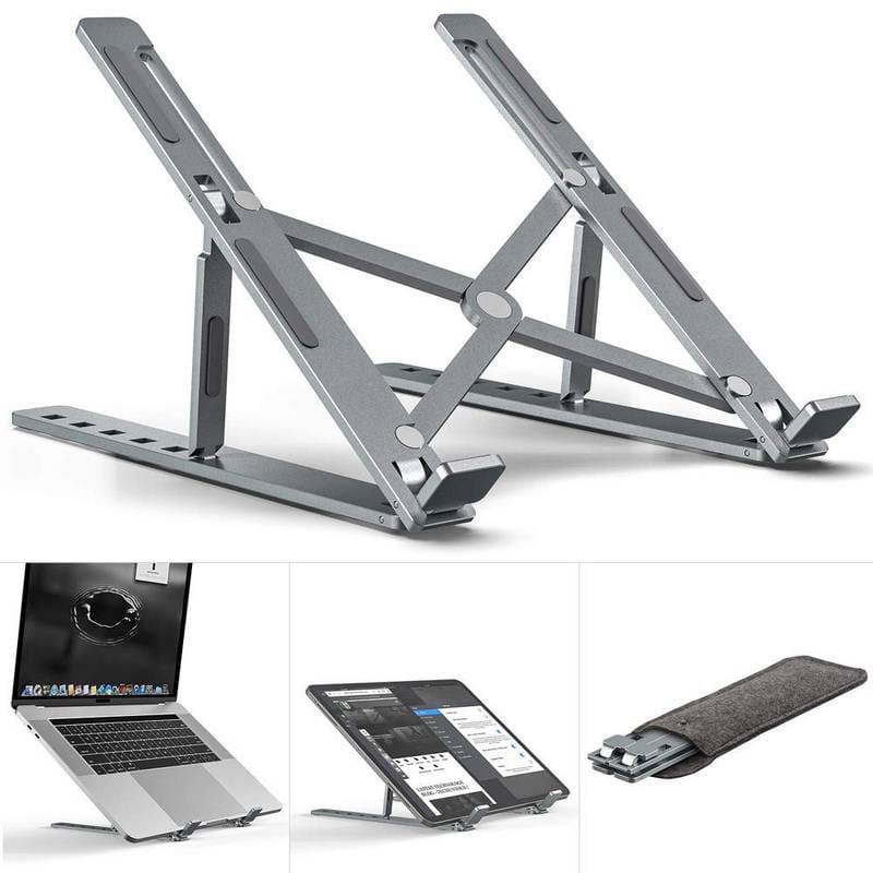 Premium Adjustable Aluminum Laptop Stand – Foldable Ergonomic Notebook Holder for Up to 16" Laptops (6-Level Height Adjustment)